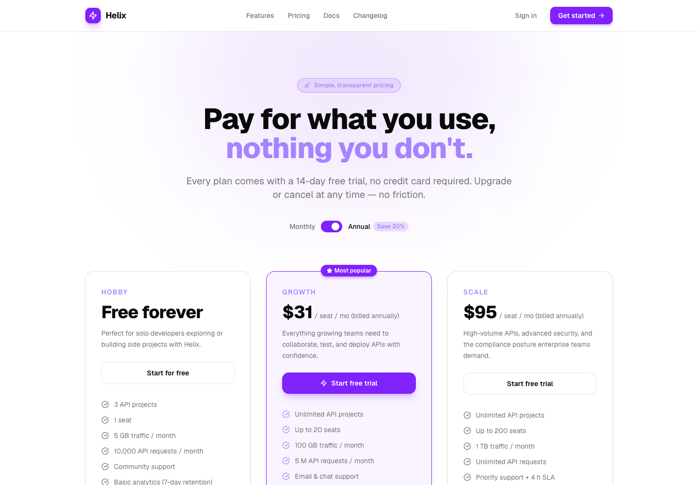 Pricing Page